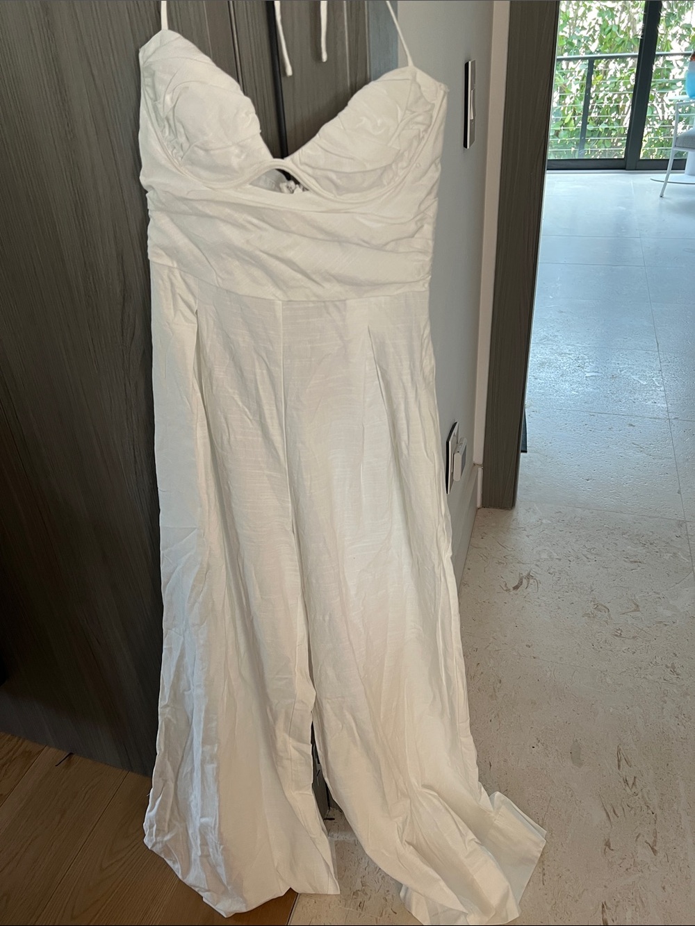 REVOLVE White Strapless Wide-Leg Jumpsuit with Halter Detail - Picture 3 of 10